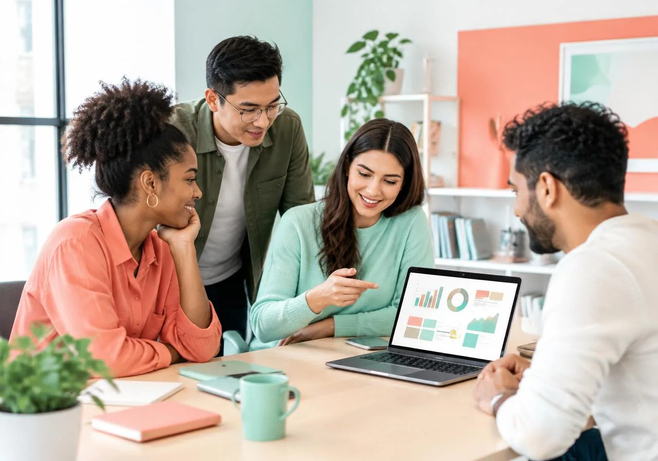 A team reviewing clear HubSpot dashboards together